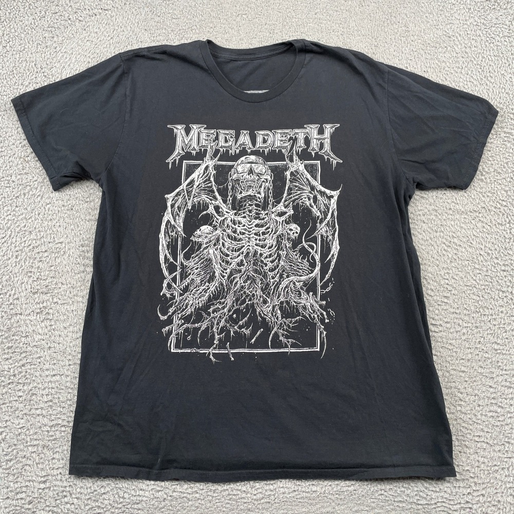 Megadeth T-Shirt Mens XL Black Graphic Tee Heavy Metal Skeleton Rock Short Sl